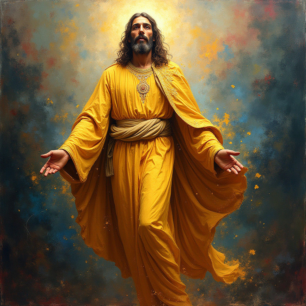 Regal Jesus Christ in Neo-Impressionist Style