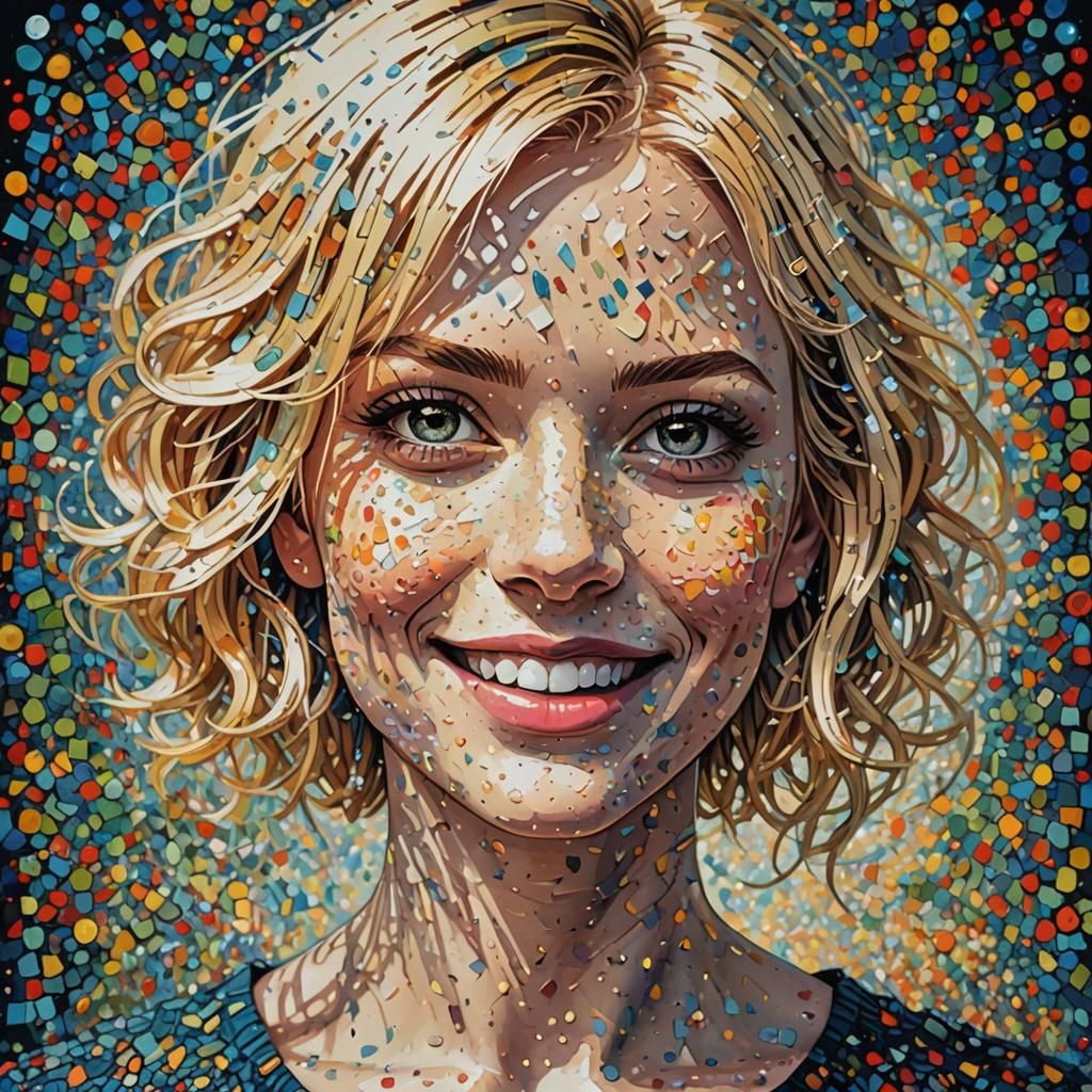 Impasto Portrait in Pointillism Style