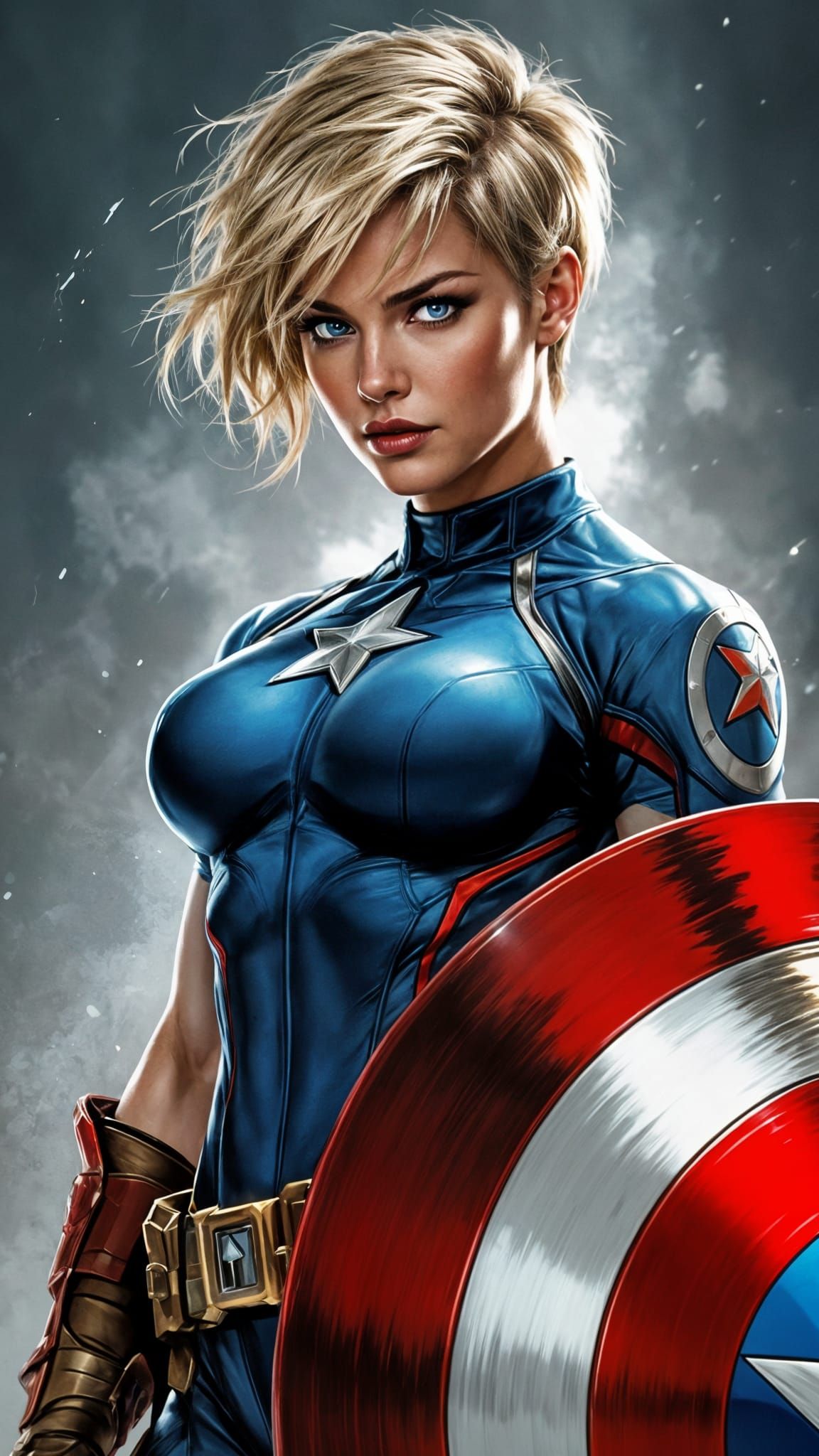 Female Captain America in Comic Book Style