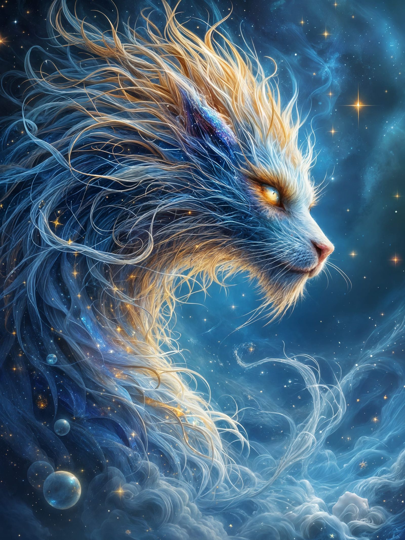 Stained Glass Mythical Beast Swallowing the World