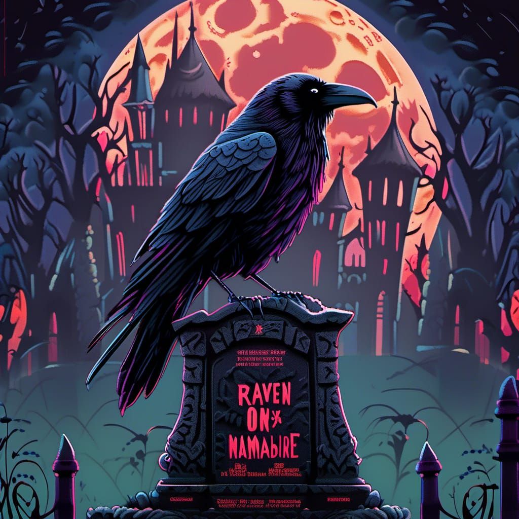 Raven on Tombstone Horror Movie Poster