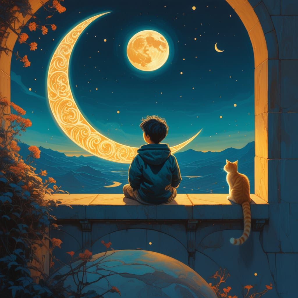 Ethereal Moonlit Scene in Dreamy Style