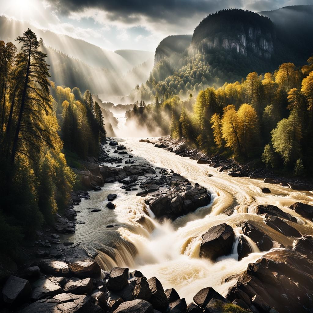 Majestic River Gorge: Dramatic Panoramic Landscape