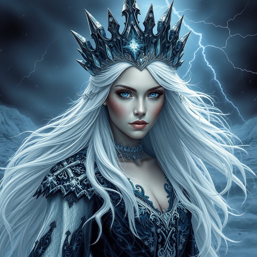 Icy Frost Queen in Frozen Wasteland