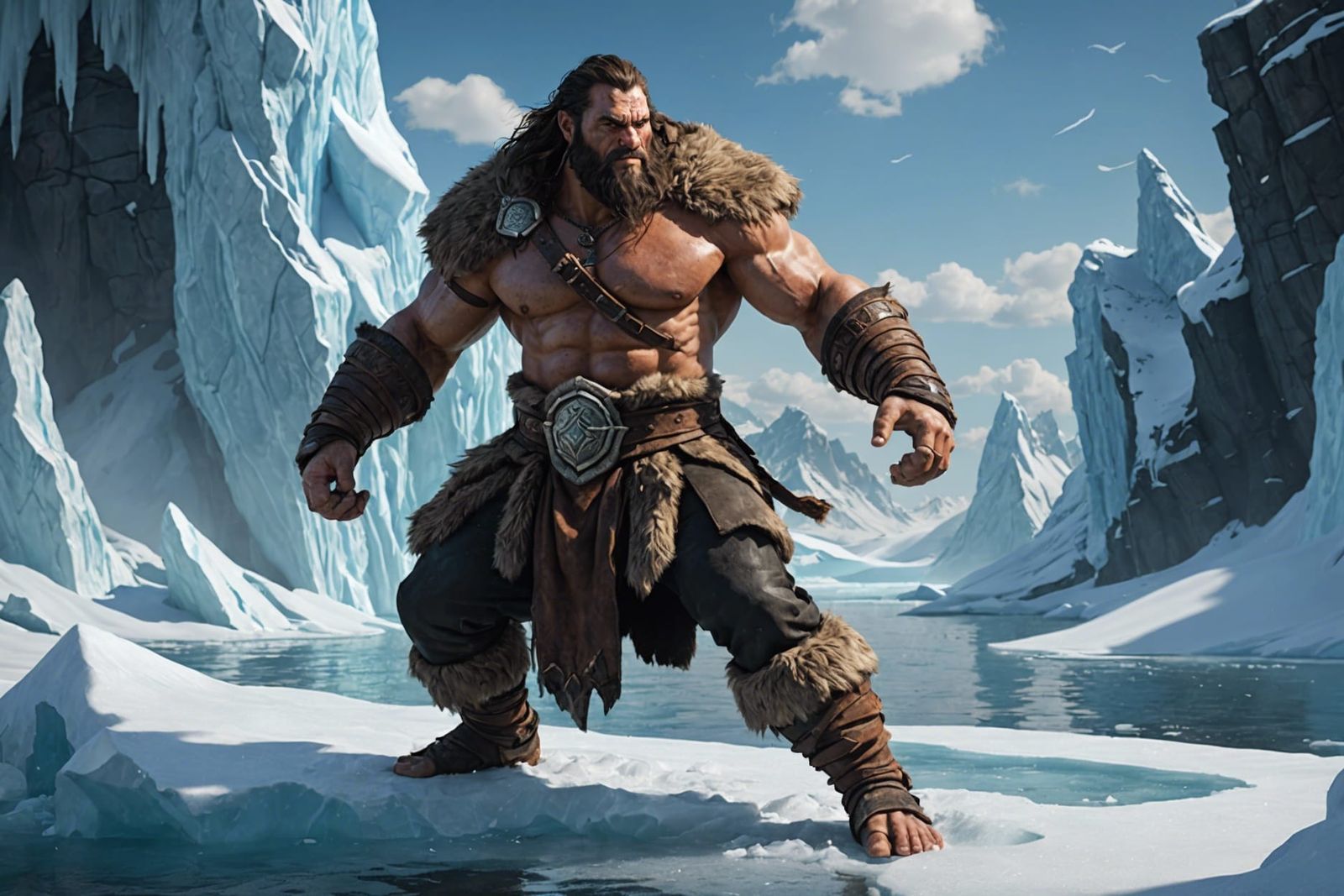 Barbarian Monk on Iceberg: Digital Fantasy Painting