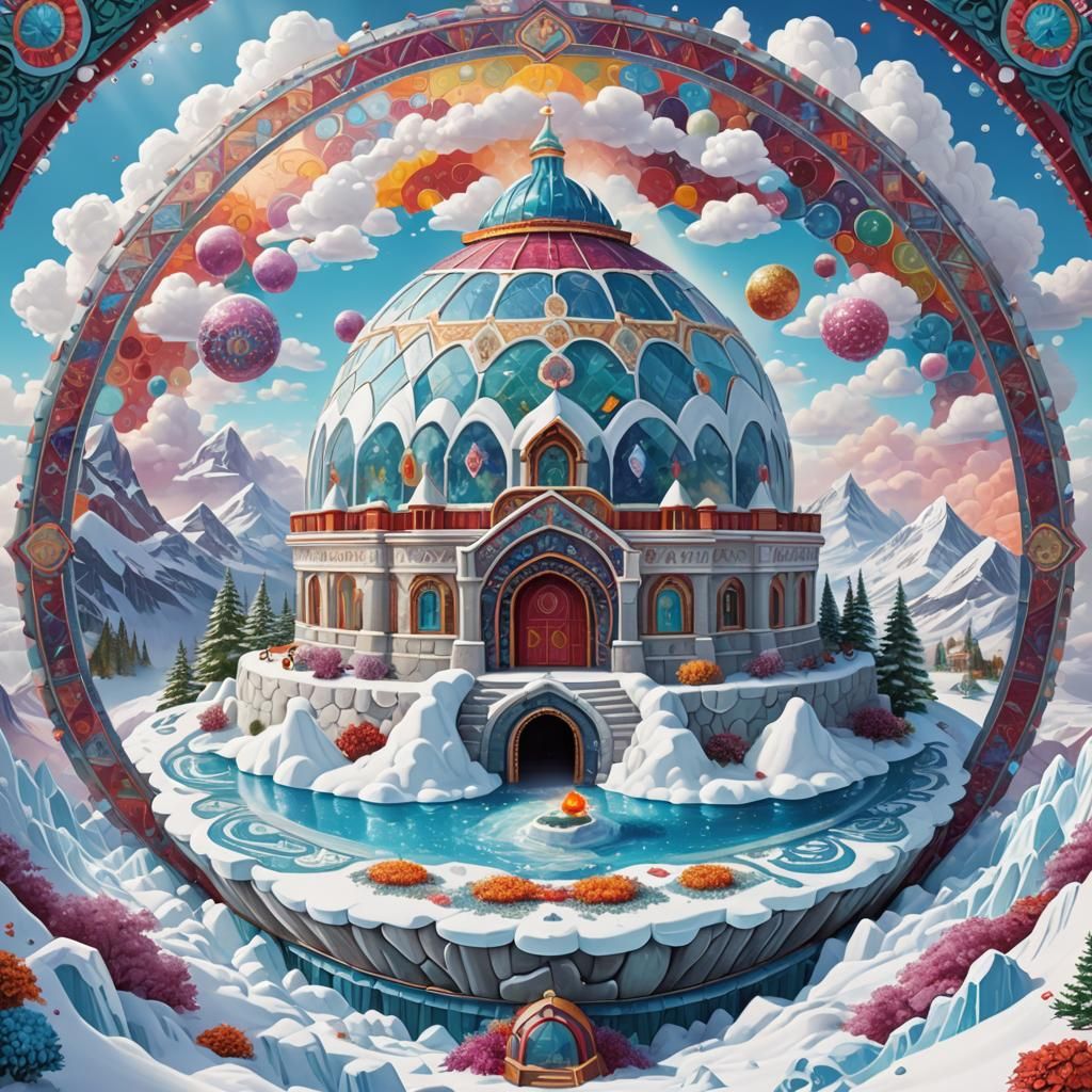 Jeweled Igloo Castle in Madhubani Mandala Style