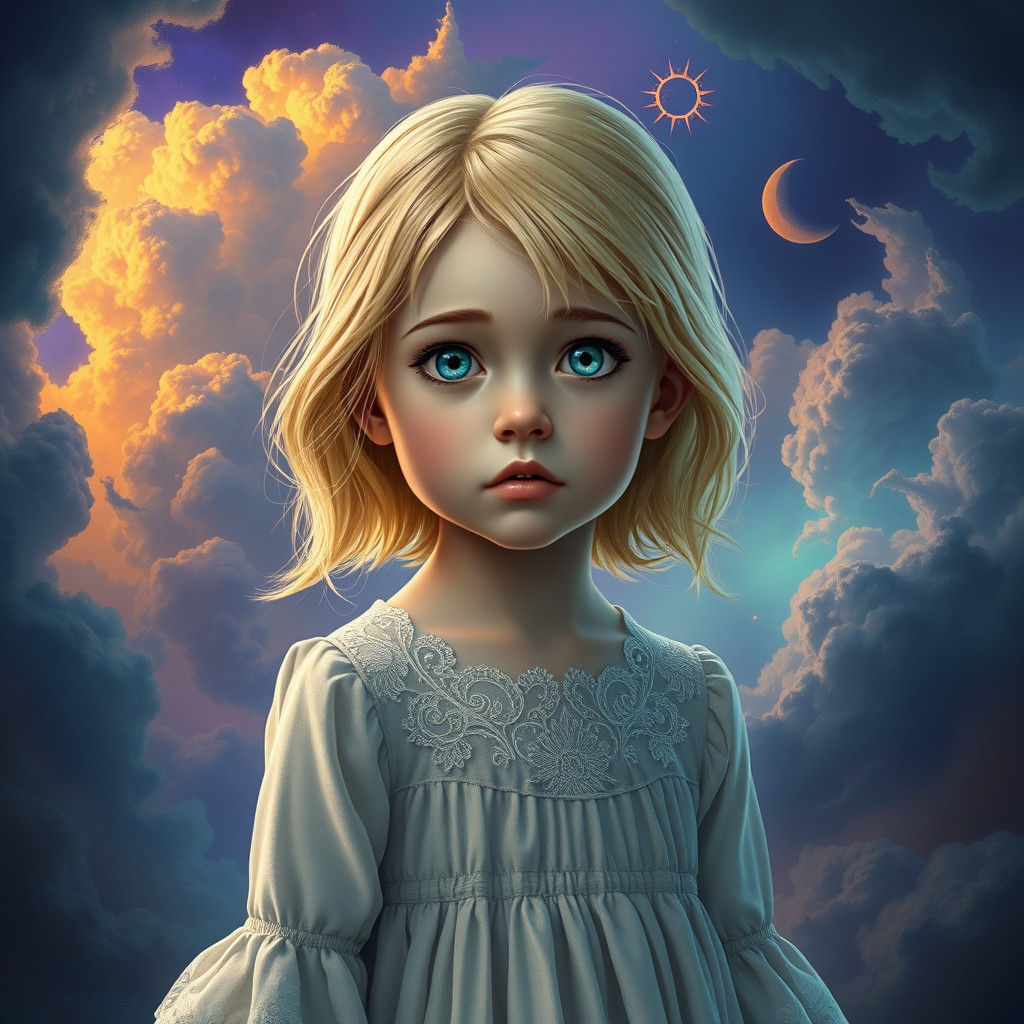 Mystical Portrait of a Timid Girl in Fantasy Art