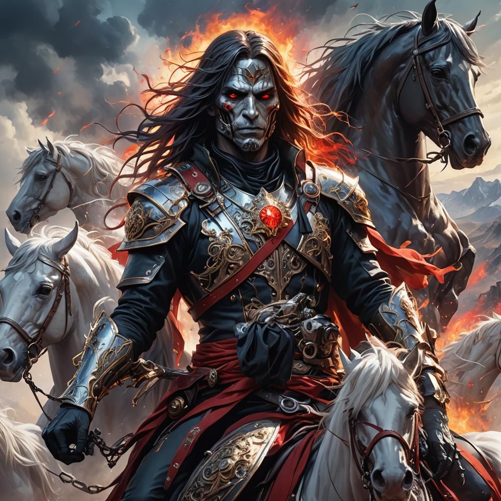 Ghost Riders with Red Eyes: Hyperdetailed Portrait