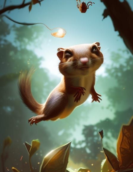 Flying Squirrel Leaps: Cute Digital Illustration