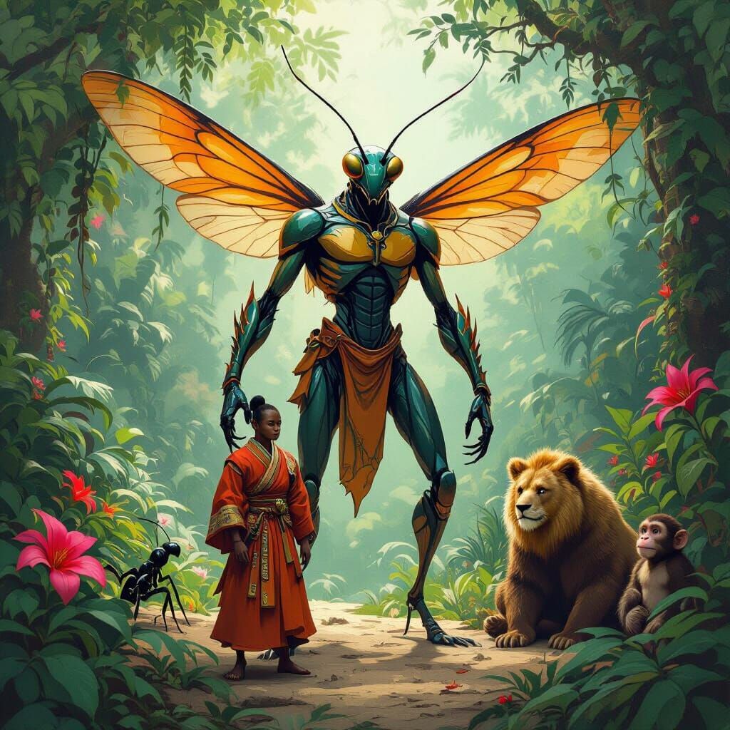 Muscular Mantis Creature in Amazon Jungle