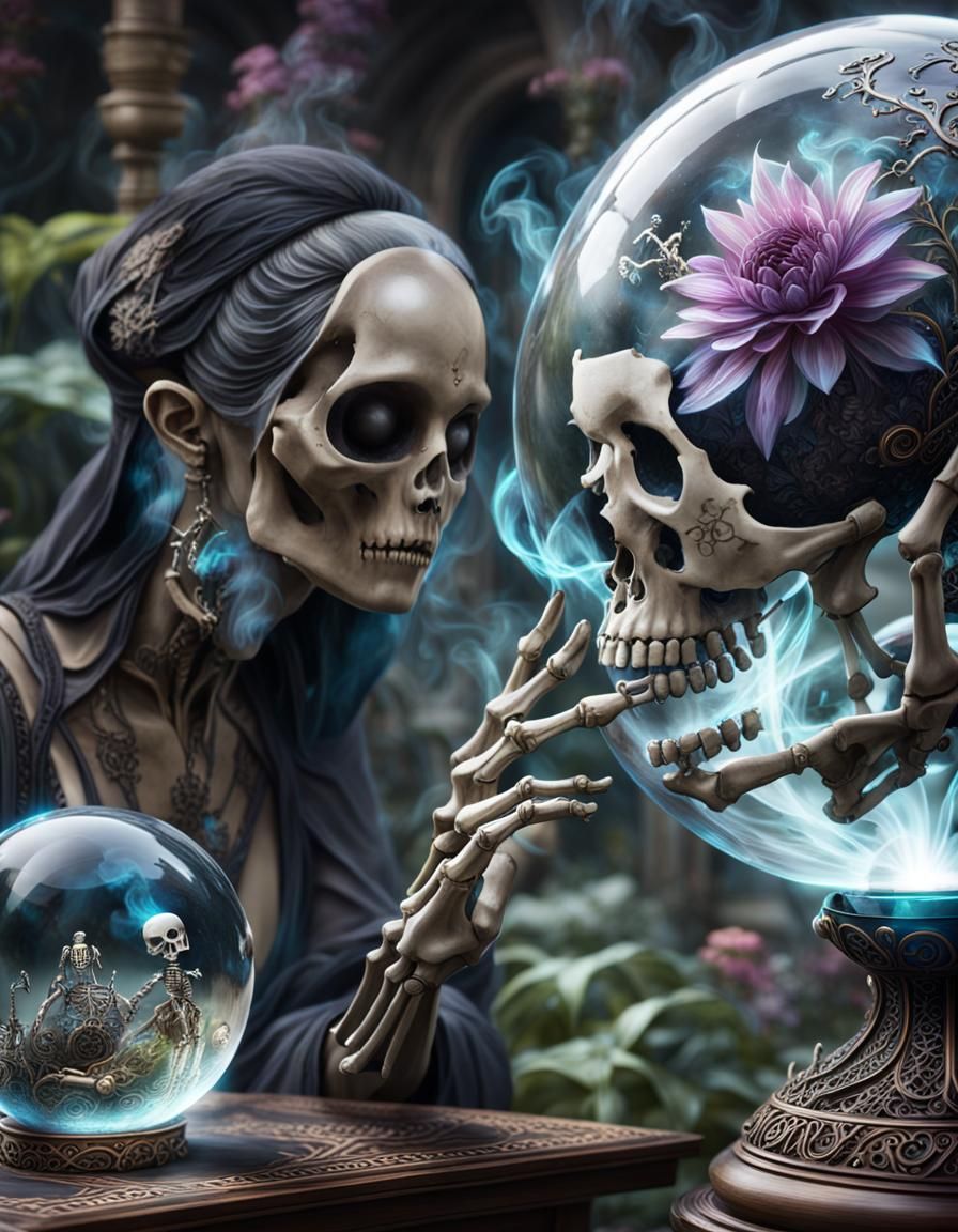 Psychic's Crystal Ball: Skeletons Dancing in Sphere