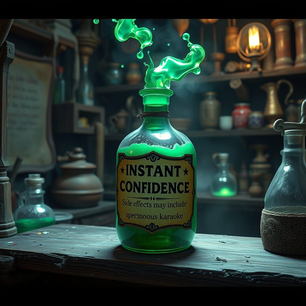 Ethereal Potion in a Wizard's Workshop - Detailed Fantasy Ar...