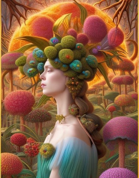 Venus Flytrap in Mycelium Network, Fashion Magazine Art