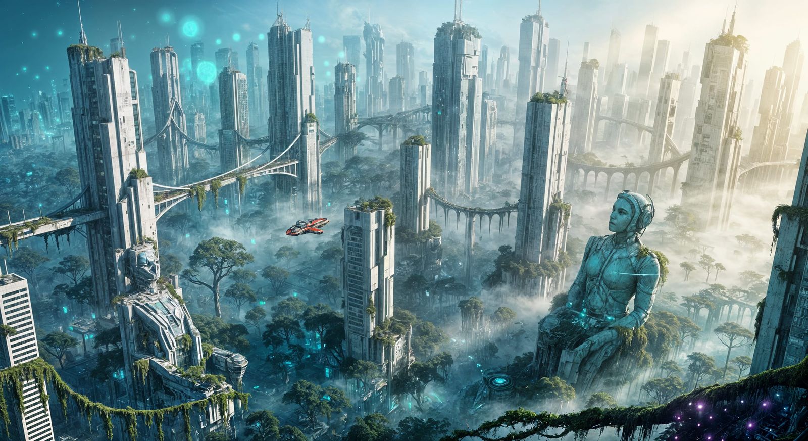 Abandoned Futuristic City Sinking into Cyberpunk Decay