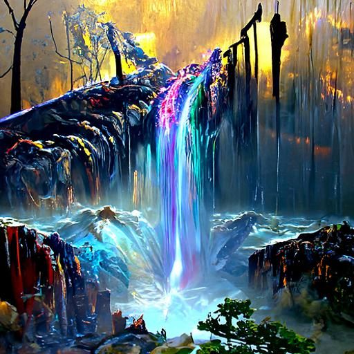 Psychedelic Waterfall of Desire in Hyperrealistic Digital Ar...