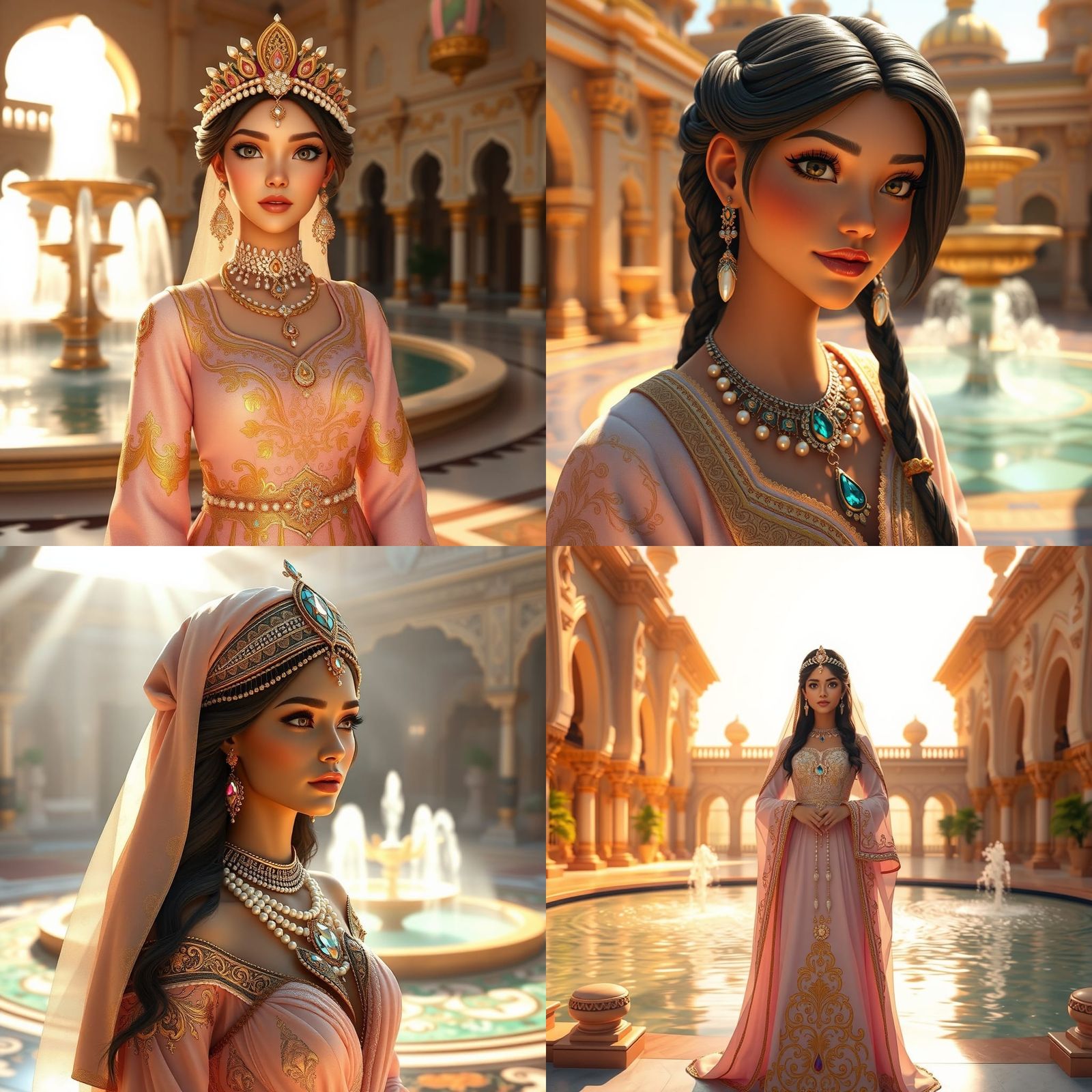 Arabian Princess in Gold and Pastel Colors