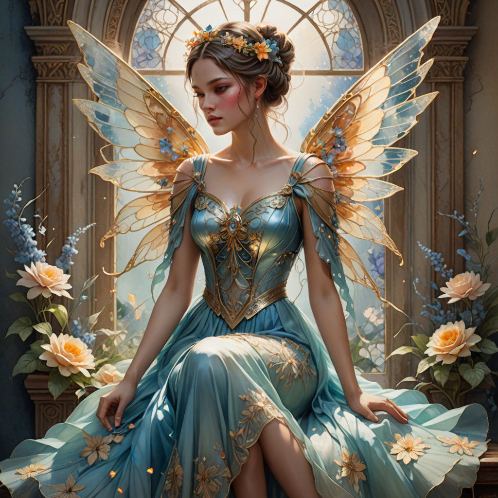 Enchanted Fairy in Whimsical Watercolor Fantasy Art