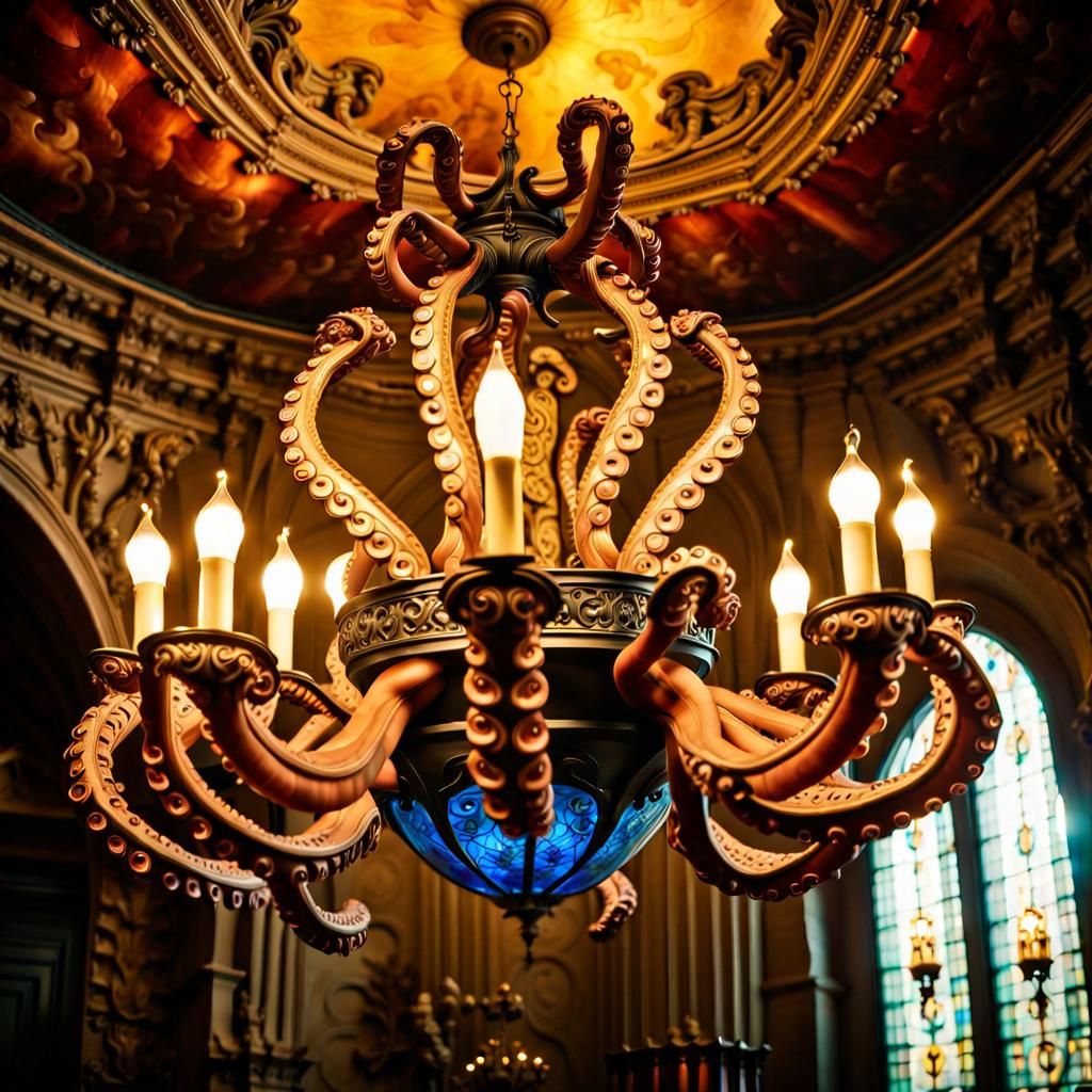 Octopus Chandelier in Baroque Splendor