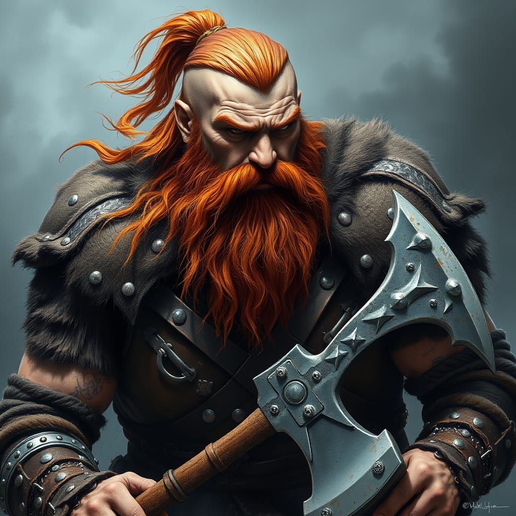 Viking Warrior in Battle-Ready Posture