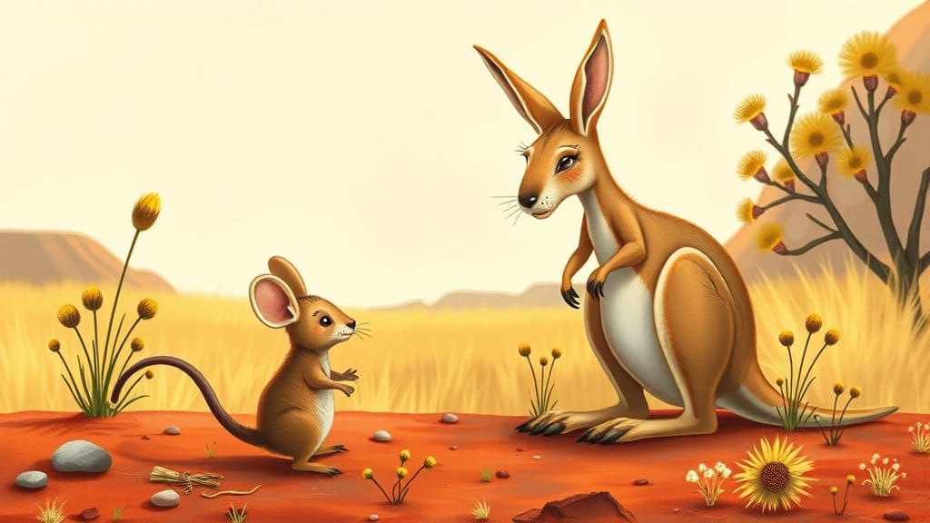 Mouse and Kangaroo Friendship in Australian Outback