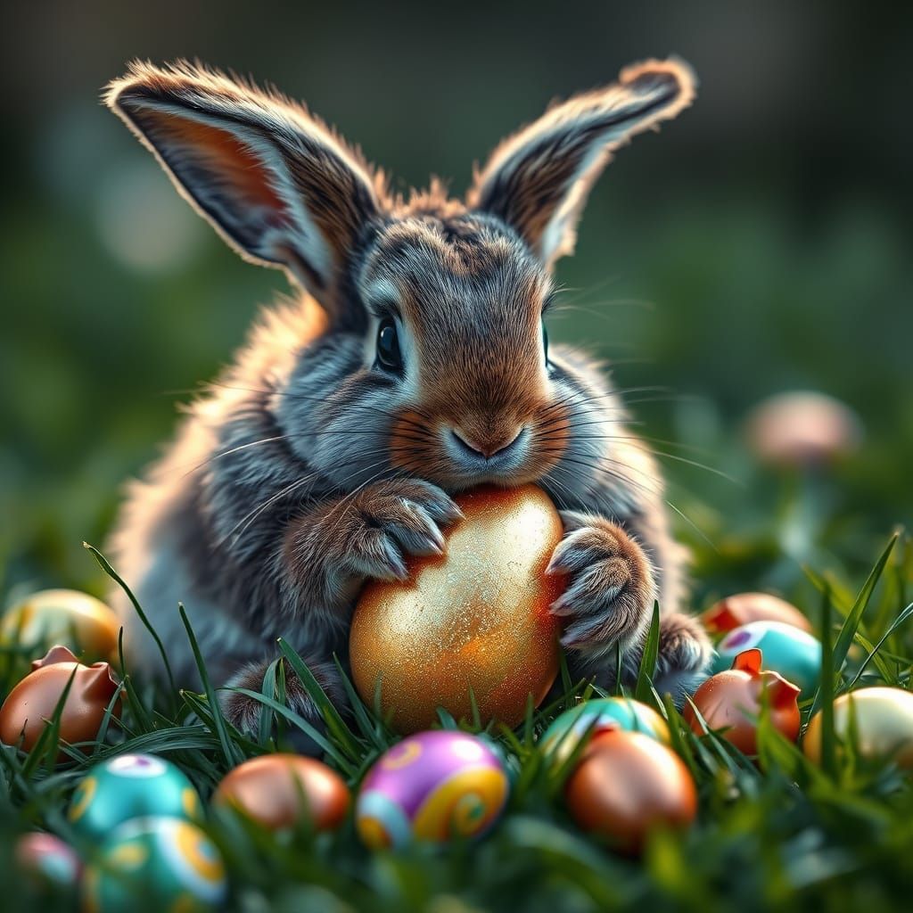 Easter Bunny Unearths Golden Treasure in Hyperrealistic, Cin...