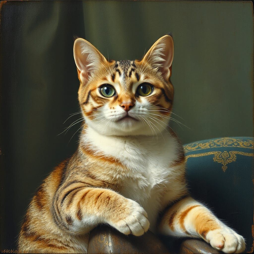 Whimsical Cat Heirloom in a Futuristic Landscape