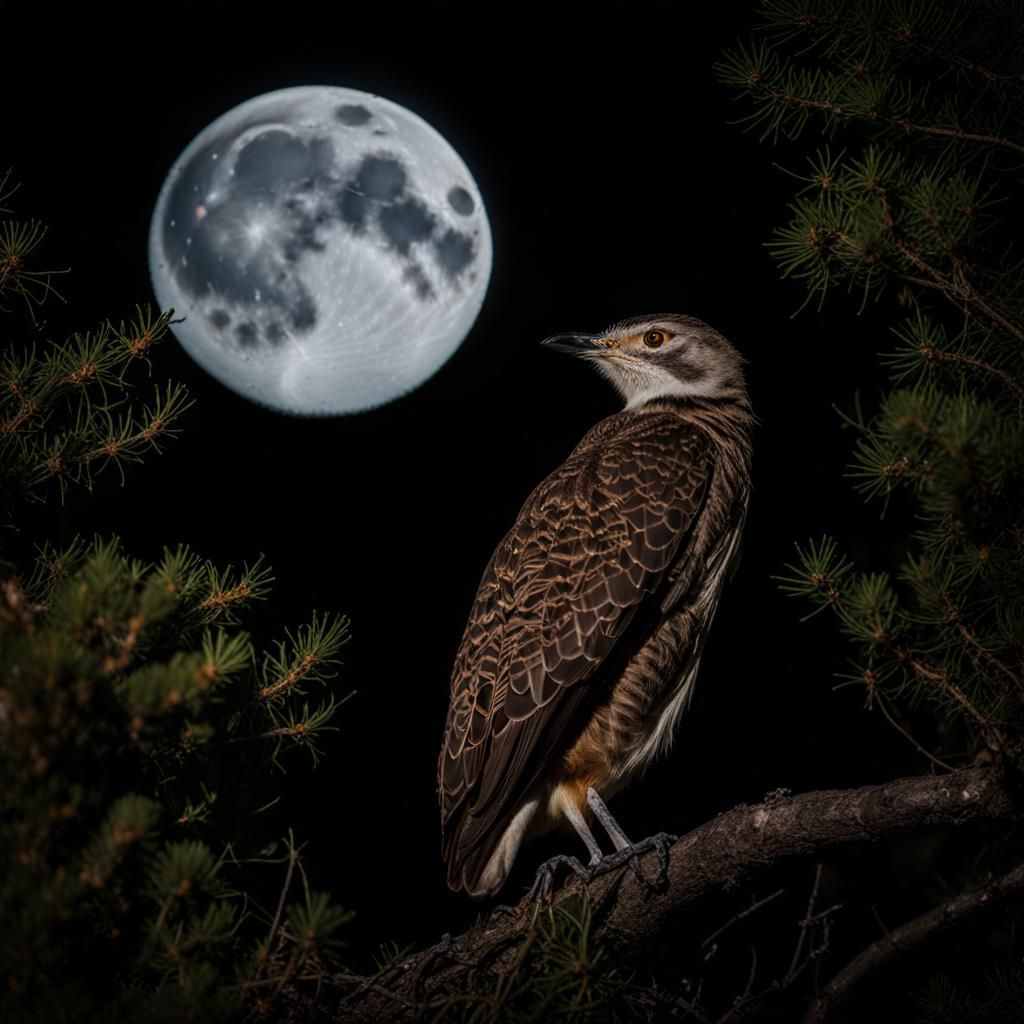 Detailed Moonlight Bird Close-Up in Rich Color