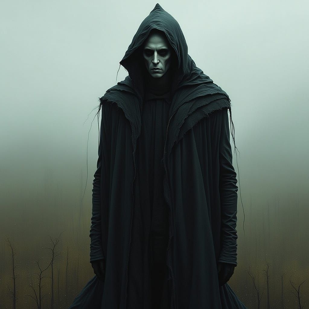 Spectral Man in Desolate Landscape