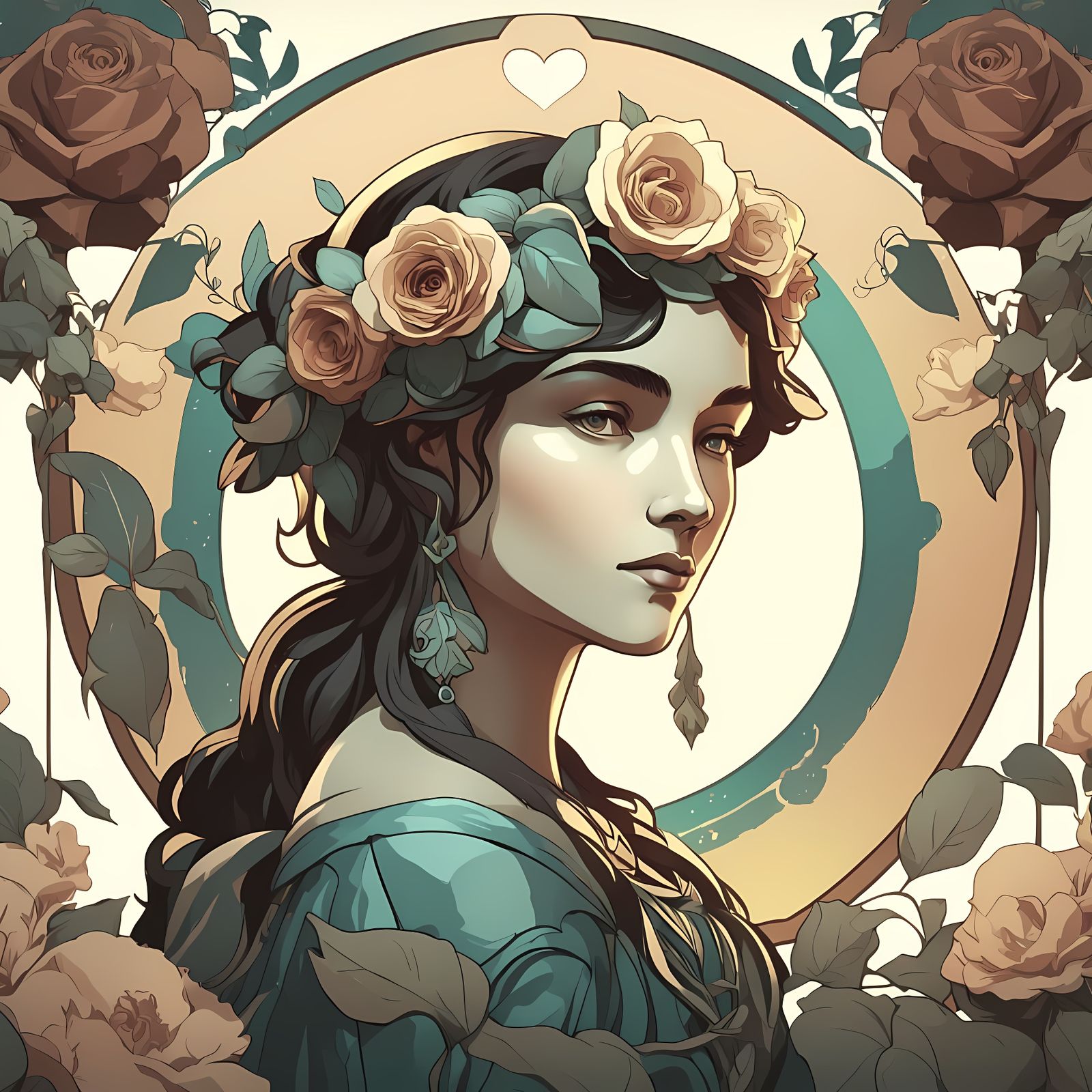 Surreal Floral Wreath in Warm, Realistic Style