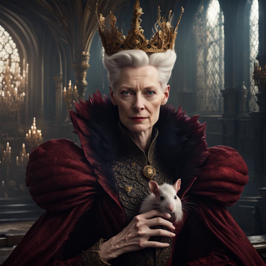 Evil Queen with Rodent Companion, Matte Painting