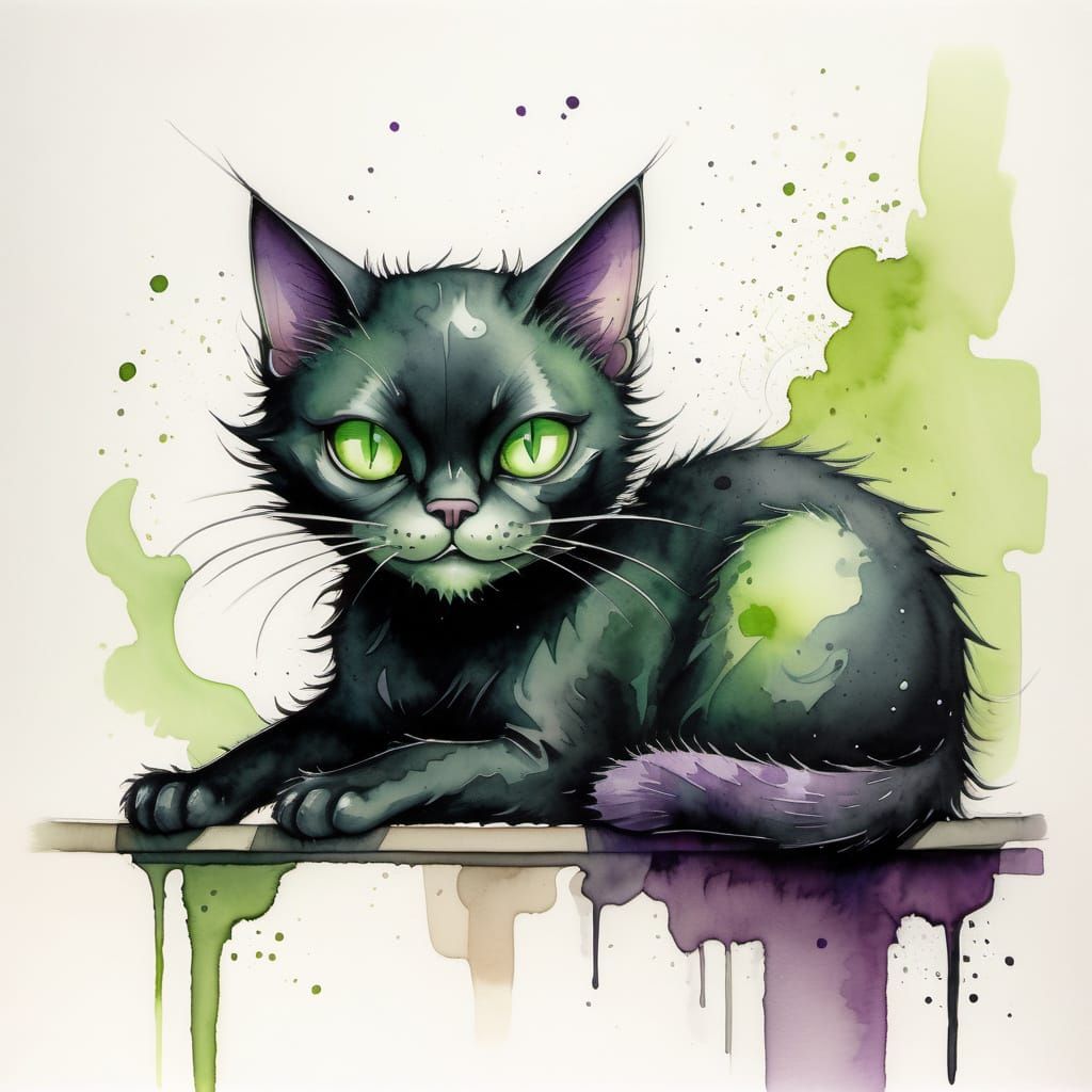 Creepy-Cute Black Cat Tattoo Art