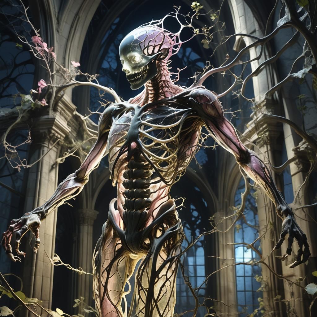 Glass Creature in Moonlit Gothic Scene