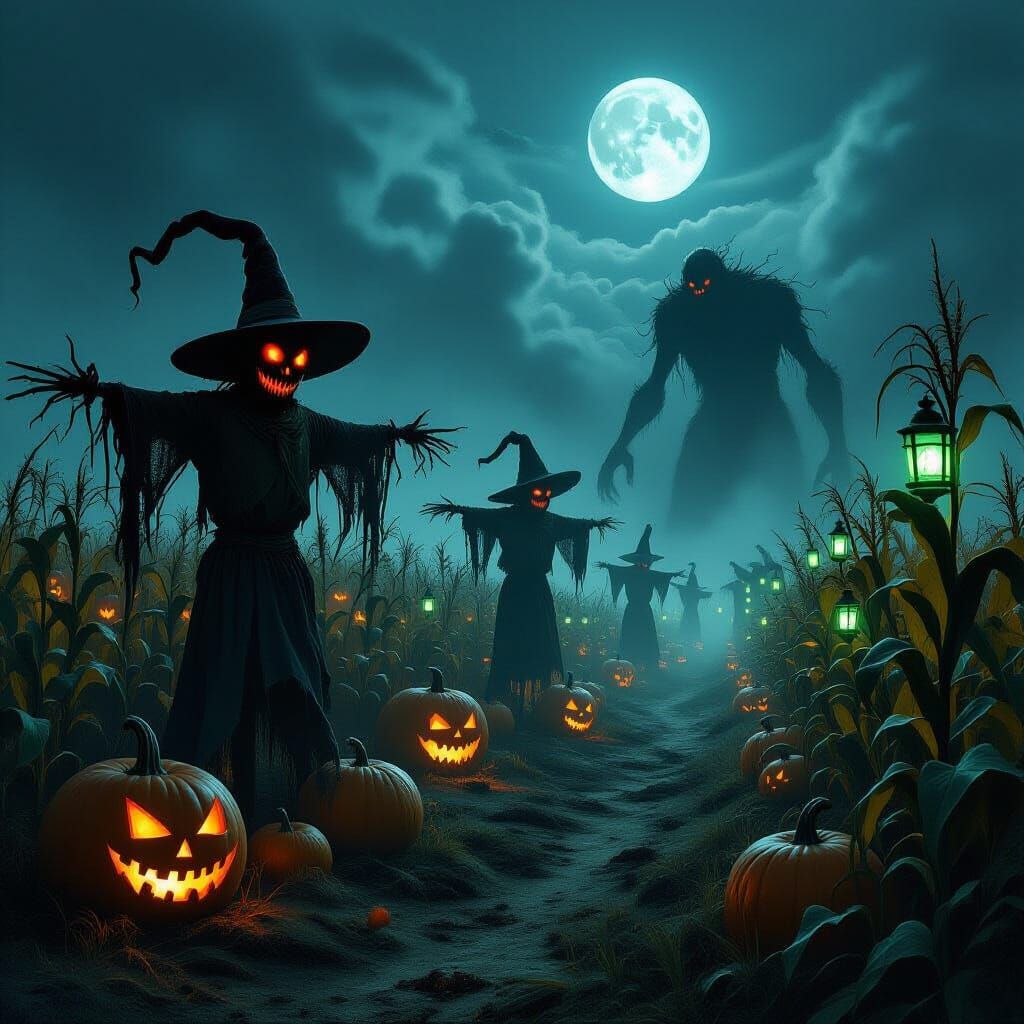 Macabre Harvest Festival Under Eerie Moonlight