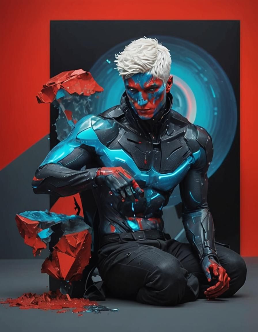 Neofuturistic Shirtless Male Fashion in Surrealist Style