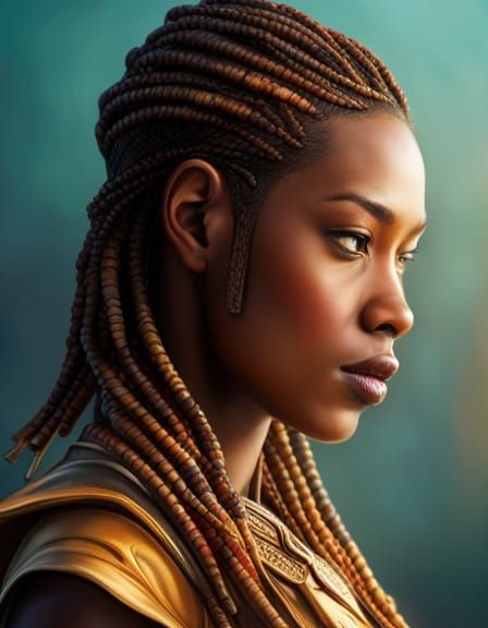 Hyperrealistic Warrior Girl Portrait in Dramatic Lighting