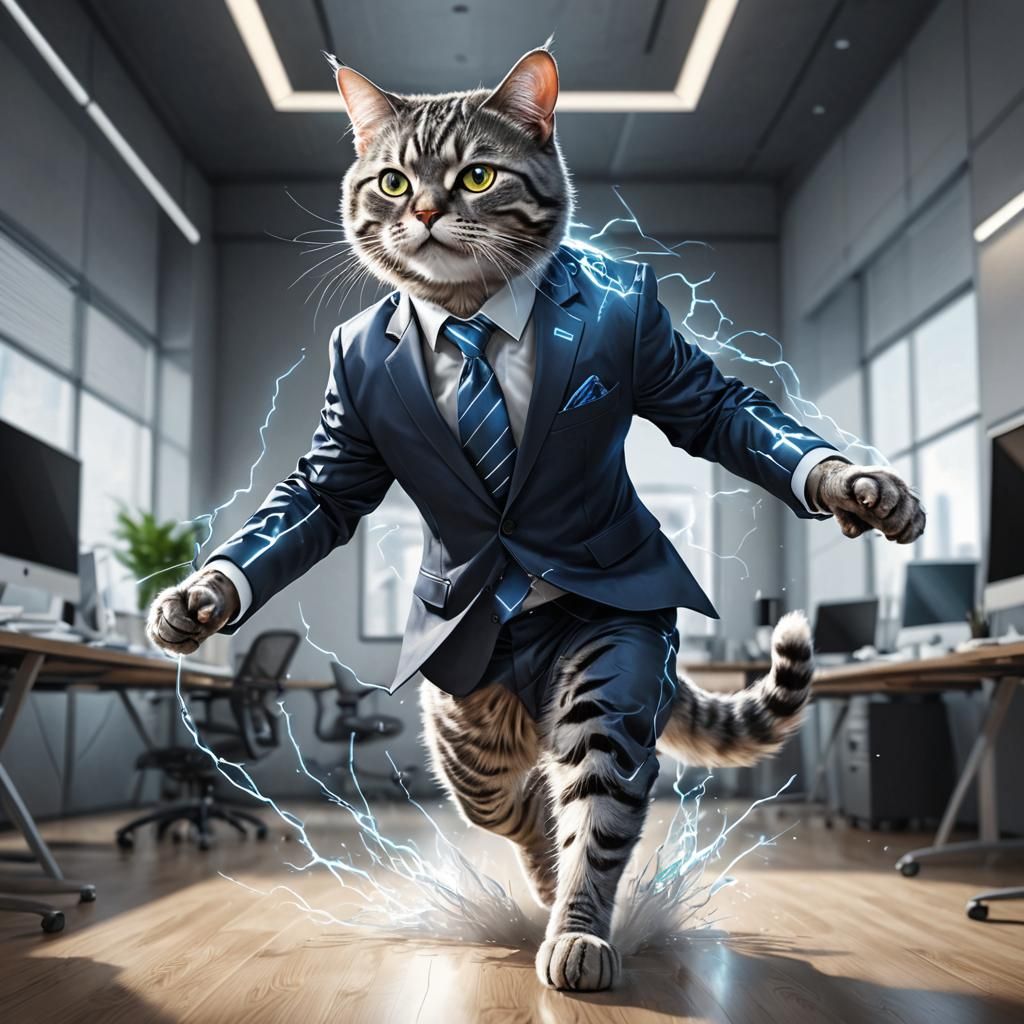 Business Cat in Corporate Office Art