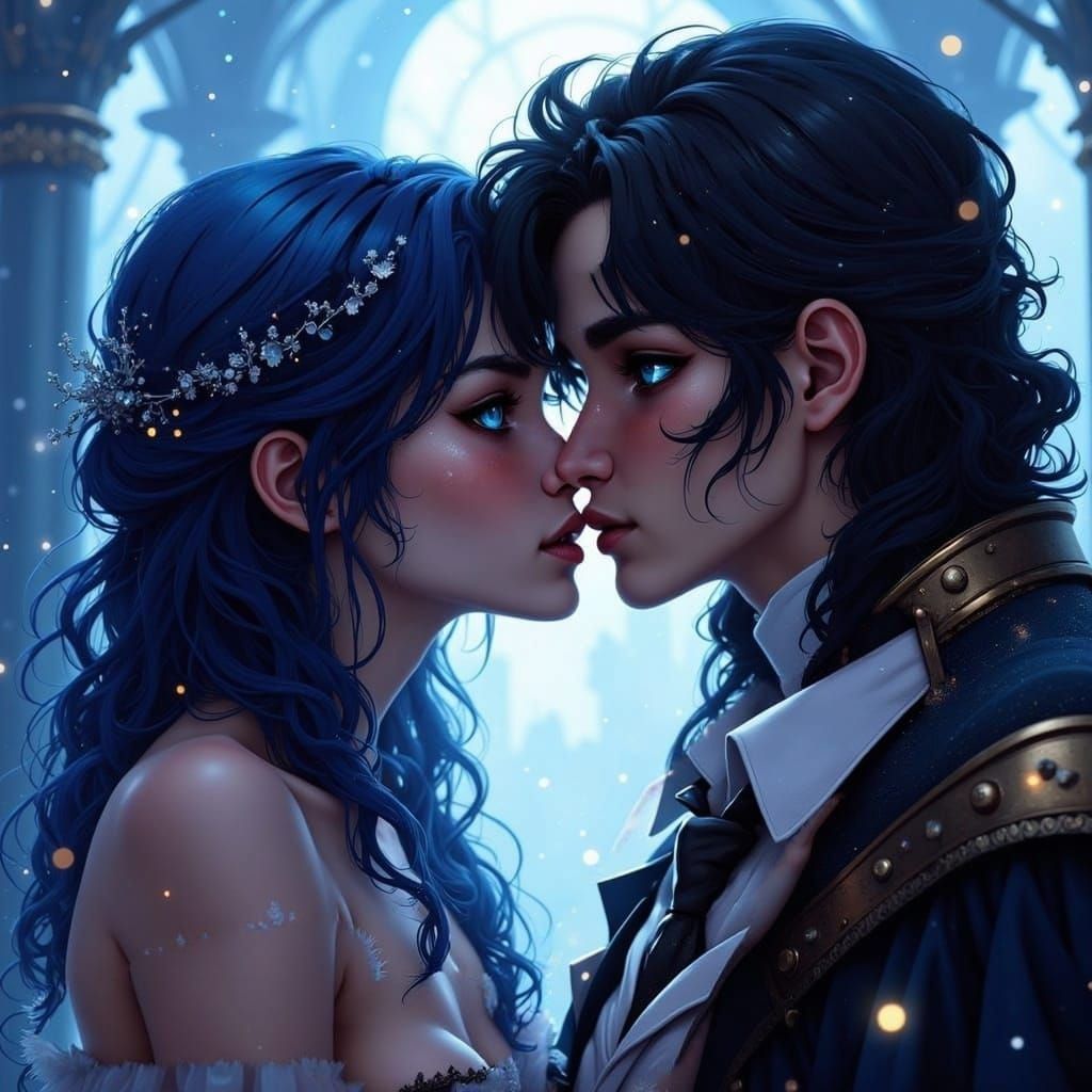 Anime Kissing Scene in Detailed Matte Painting