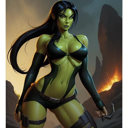 Shego as Lara Croft: Comic Book Art