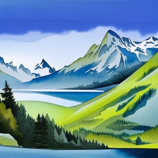 Alps Vector Illustration as Watercolour Masterpiece