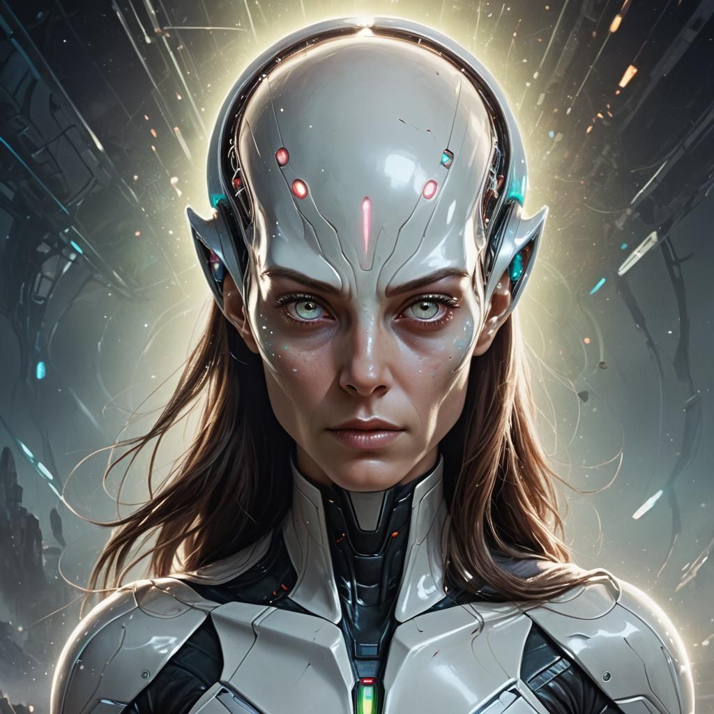 Hyperrealistic Portrait of an Alien Light-Being Superhero