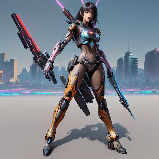 Nintendo Switch Girl in Cyberpunk Anime Style