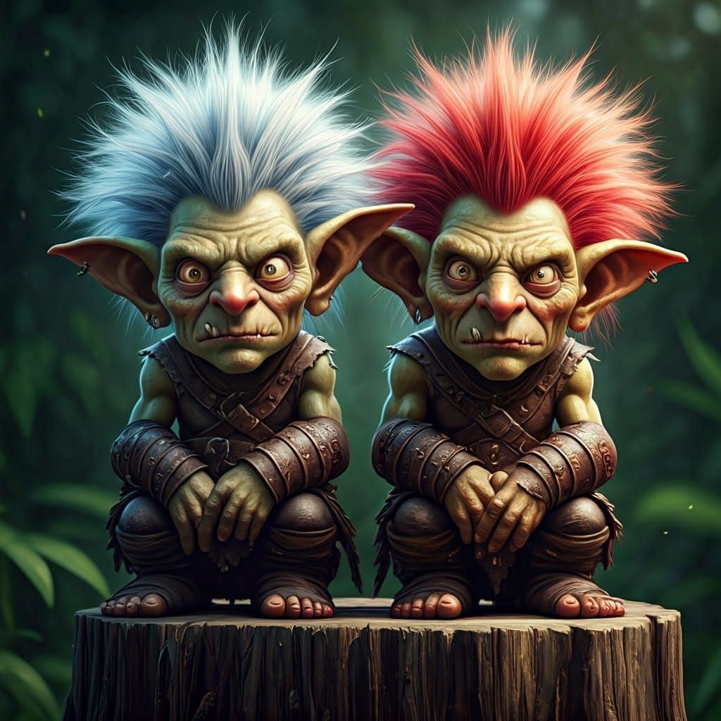 Two Goblins in Jungle: Surreal 3D Airbrush Art