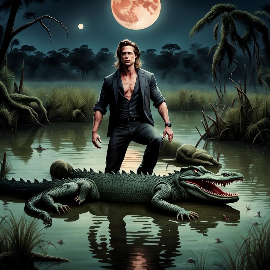 Twilight Vampire Wrestles Brad Pitt in Swamp