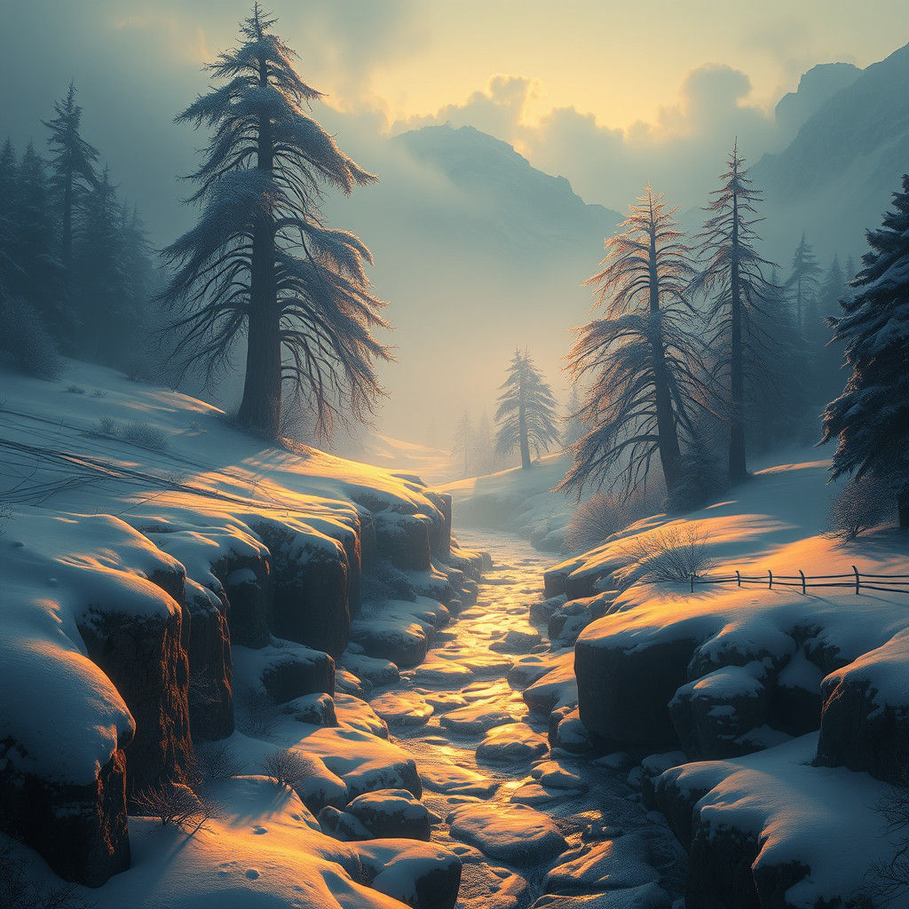Enchanted Winter Hills in Fantasy Style