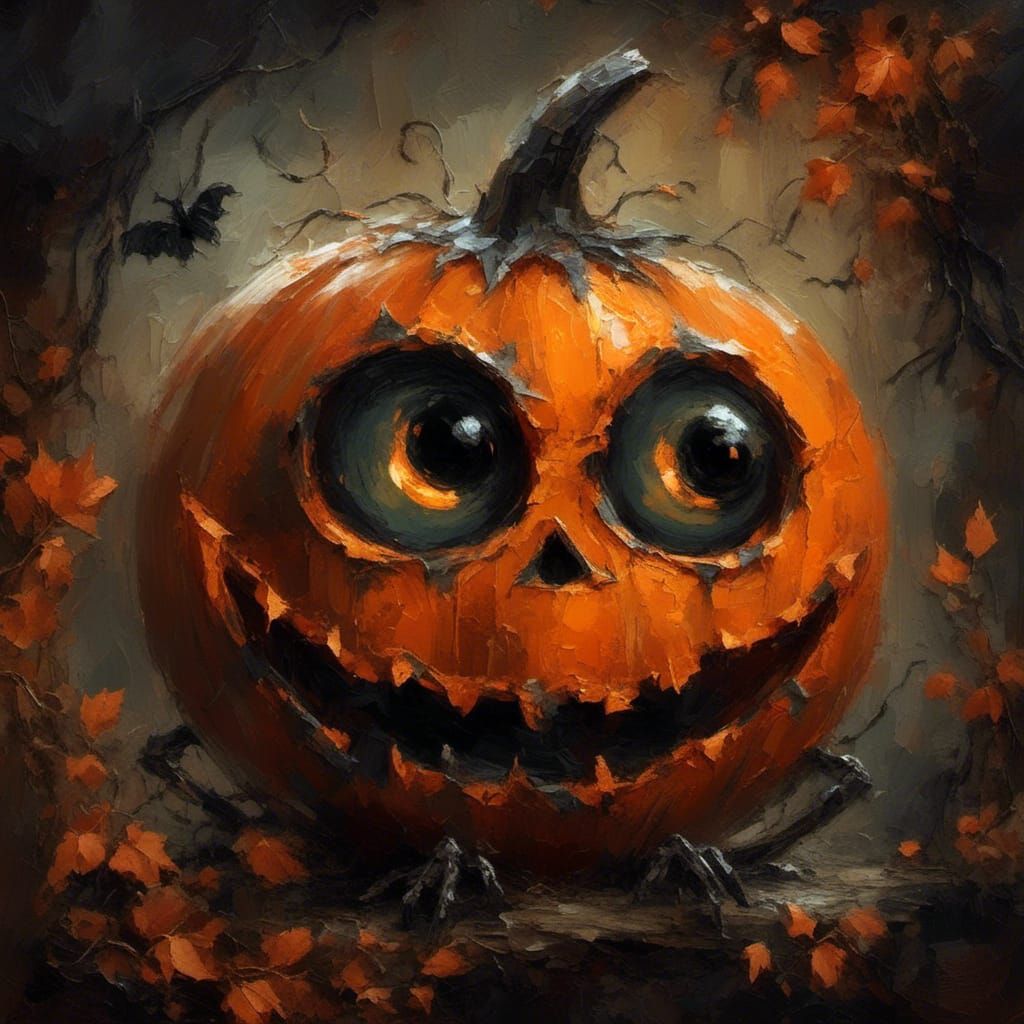 Whimsical Halloween Jack-O'-Lantern in Storybook Style