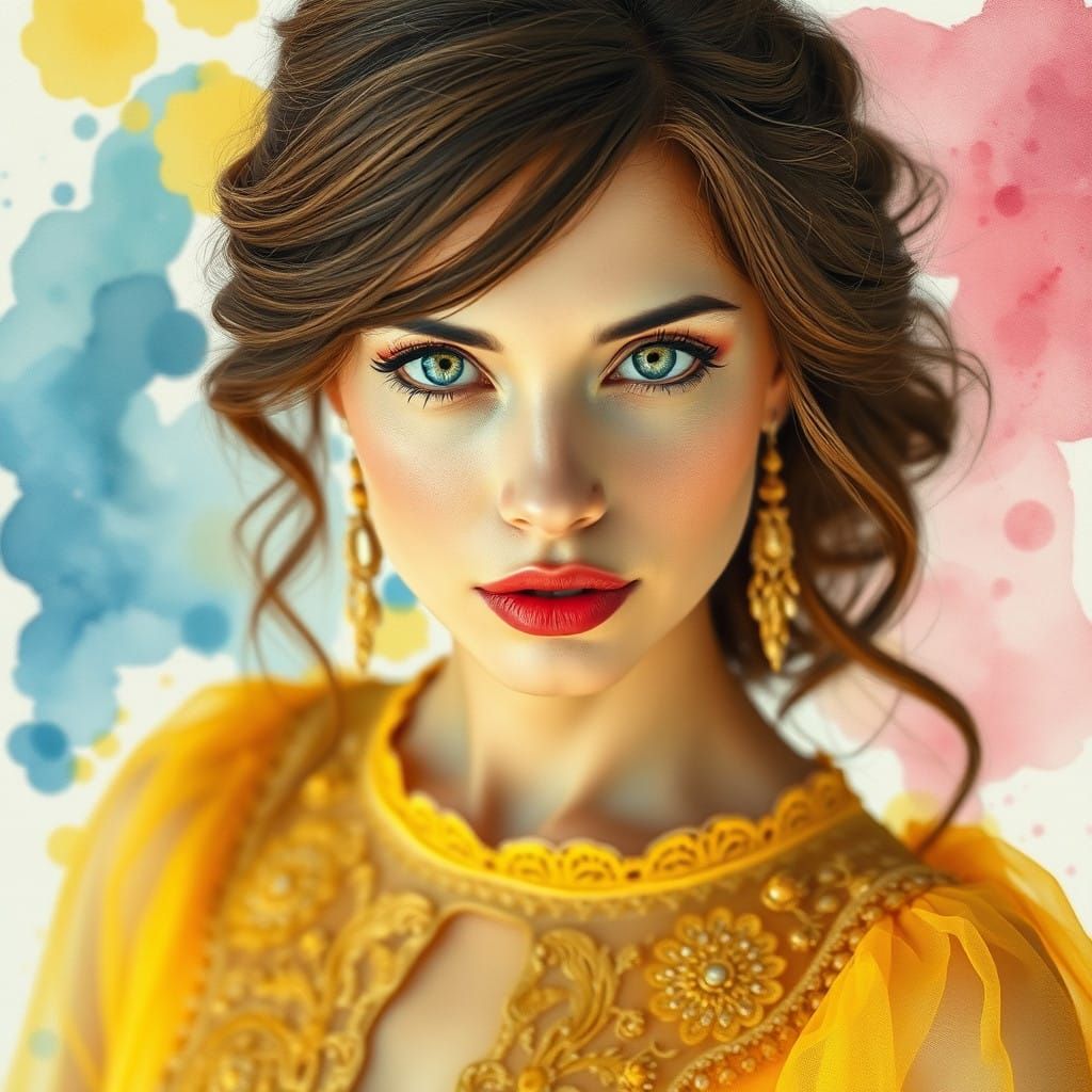 Goddess of Ethereal Beauty in Soft Watercolor