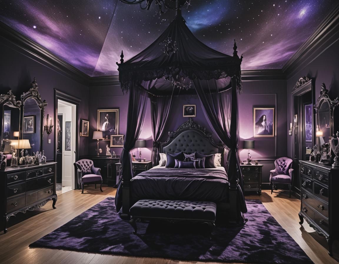 Eerie Gothic Master Bedroom with Canopy Bed