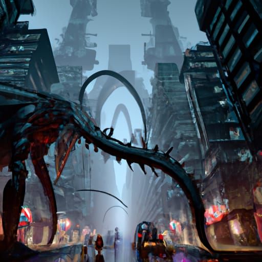 Cyberpunk Post-Apocalyptic Tokyo with Eldritch Creatures