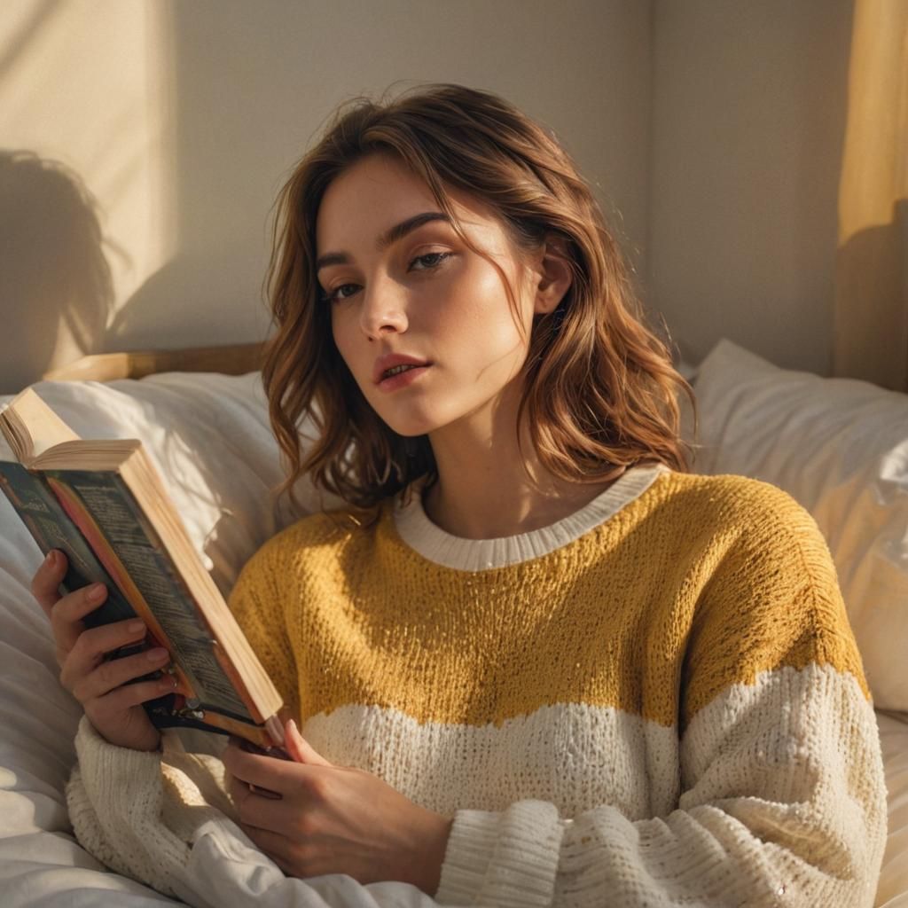 Golden Sunlight: A Woman Reading in Oil Paint
