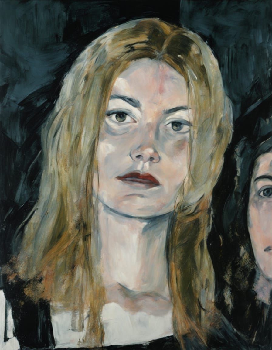 Emotive Portrait of a Young Woman in Expressionist Style